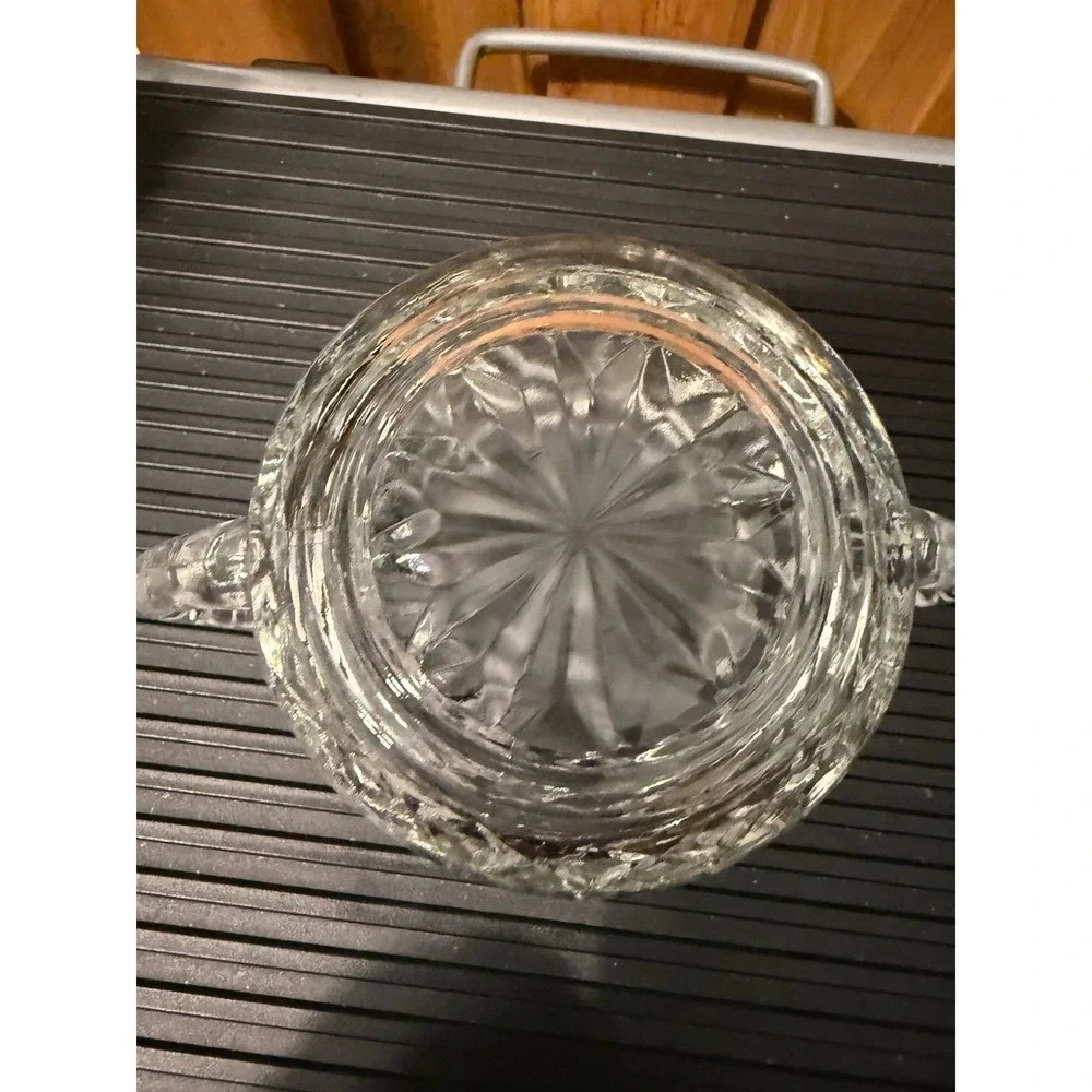 Vintage Anchor Hocking Pressed Glass  EAPC Open Sugar Bowl Diamond‎ Point Fan